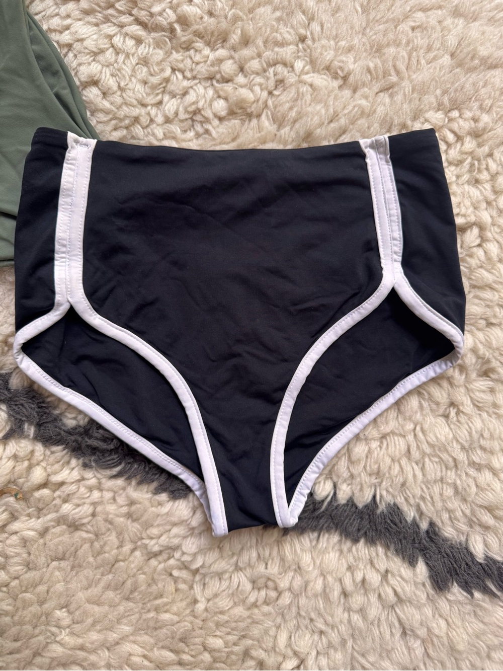 L Space Black stripped bikini bottoms boy short